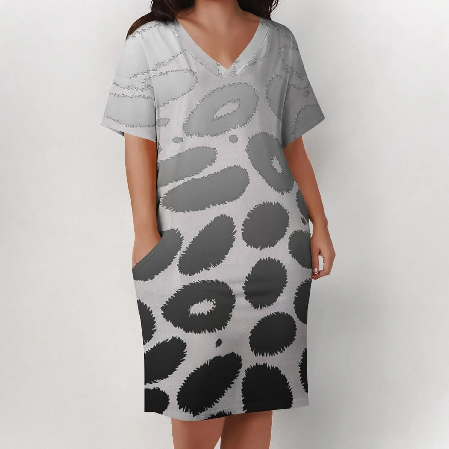 Plus Size Women's Summer Short Sleeve Midi Tshirt Dresses Casual Beach Tunic Tie Dye Boho Sundress with Pockets