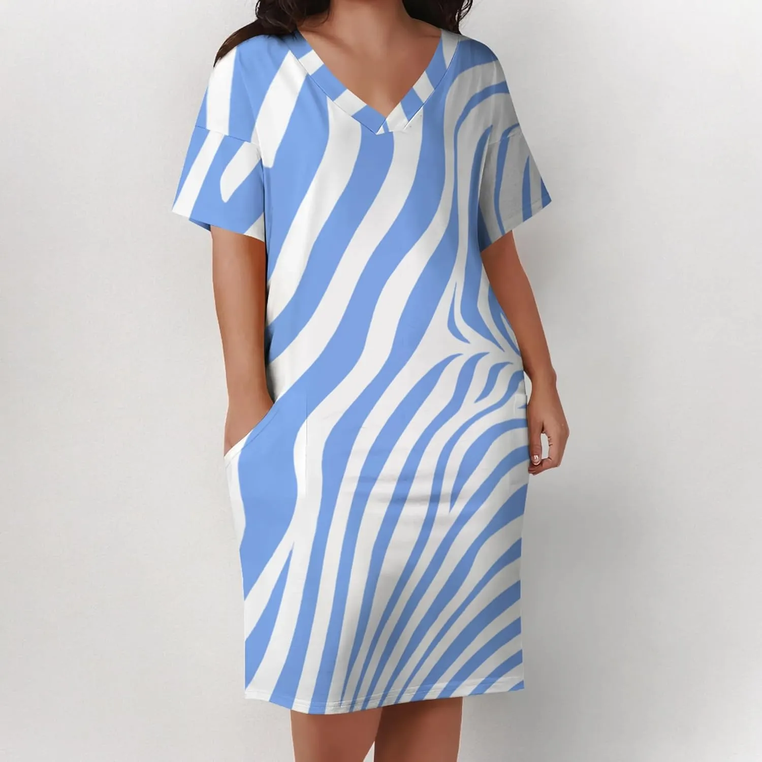 Plus Size Women's Summer Short Sleeve Midi Tshirt Dresses Casual Beach Tunic Tie Dye Boho Sundress with Pockets