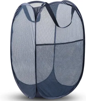 Pop Up Hamper, 1 PCS Mesh Pop Up Laundry Hamper, Foldable Mesh Laundry Basket with Space-Saving Design for Home, Dorm, Travel & Storage - Blue