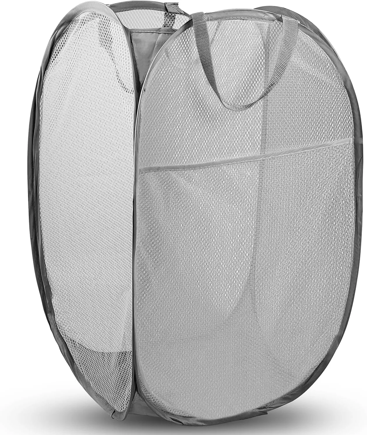 Pop Up Hamper, 1 PCS Mesh Pop Up Laundry Hamper, Foldable Mesh Laundry Basket with Space-Saving Design for Home, Dorm, Travel & Storage - Gray