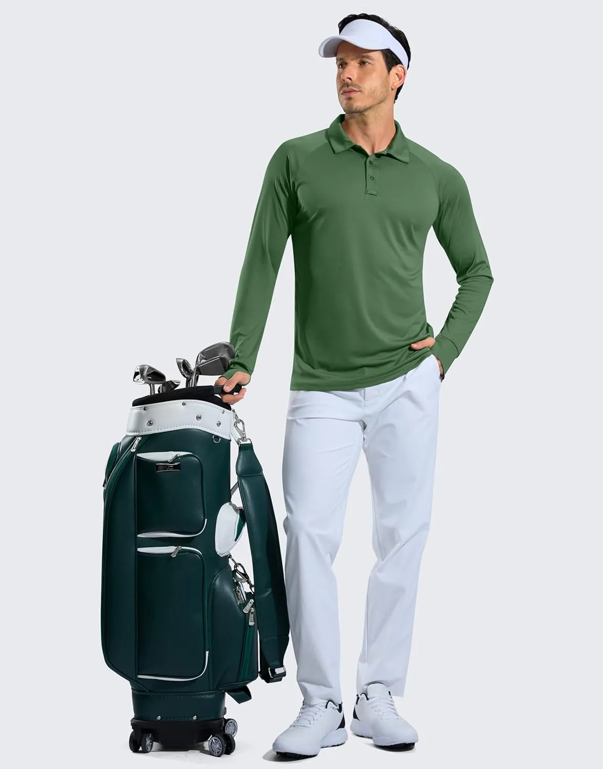 Pudolla Men's Long Sleeve Golf Polo Shirt UPF 50  Lightweight Sun Protection Cool Shirts for Men Work Fishing Hiking