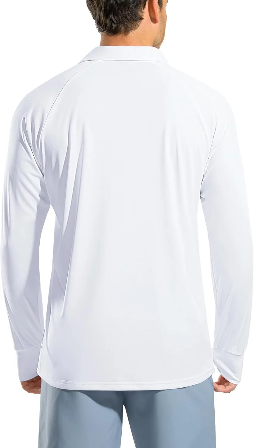 Pudolla Men's Long Sleeve Golf Polo Shirt UPF 50  Lightweight Sun Protection Cool Shirts for Men Work Fishing Hiking