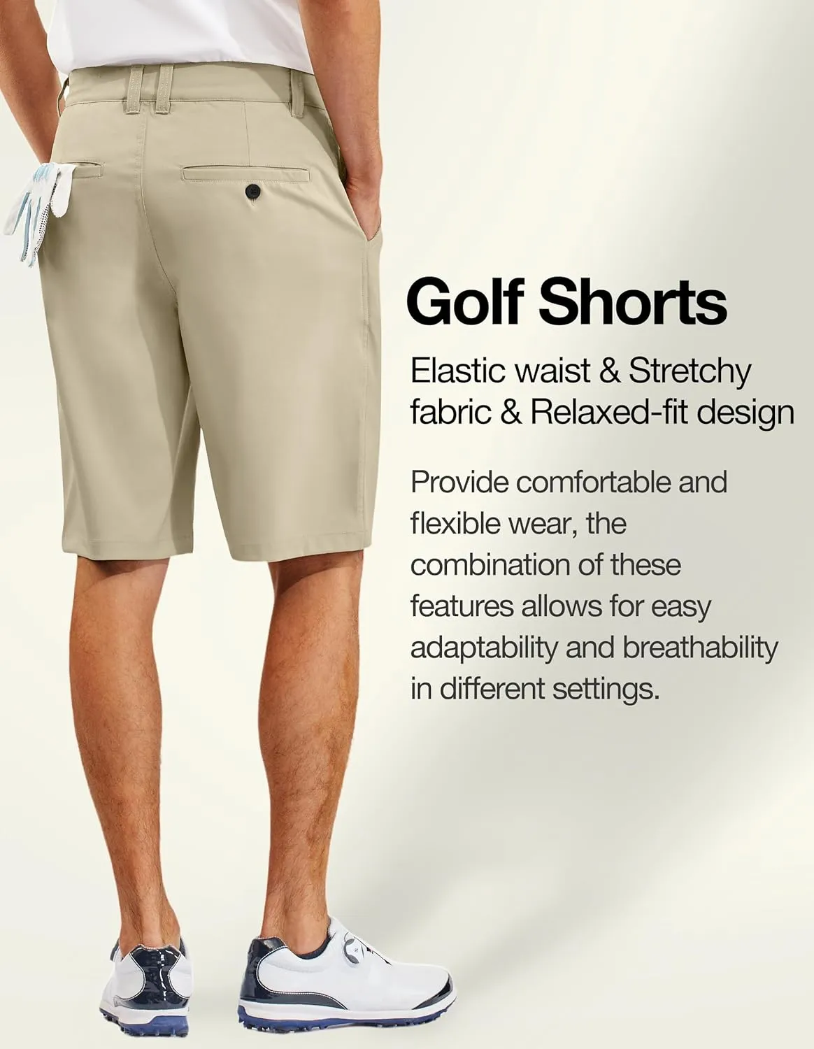 PULI Men's 10" Golf Shorts Dress Casual Summer Flat Front Lightweight Travel Short with Pockets