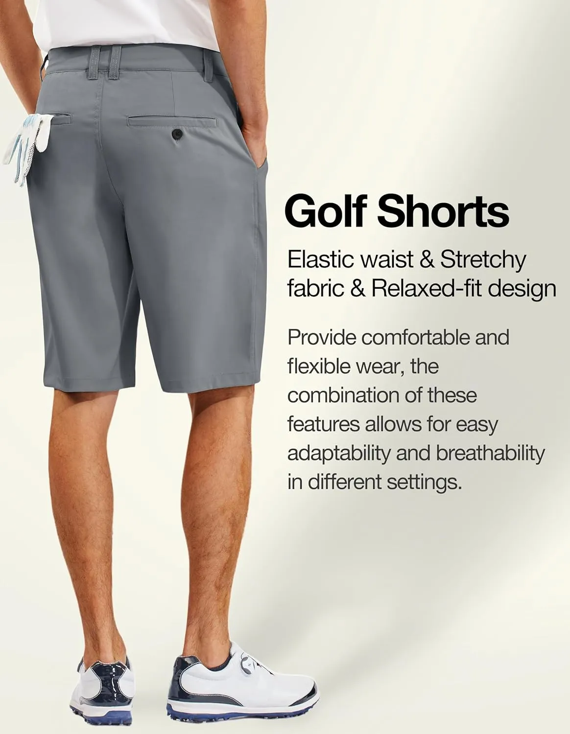 PULI Men's 10" Golf Shorts Dress Casual Summer Flat Front Lightweight Travel Short with Pockets