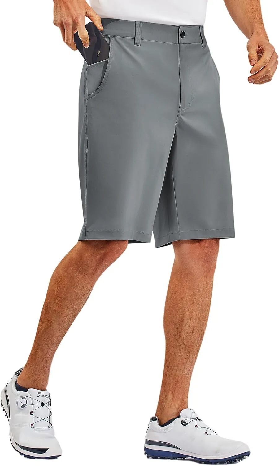 PULI Men's 10" Golf Shorts Dress Casual Summer Flat Front Lightweight Travel Short with Pockets
