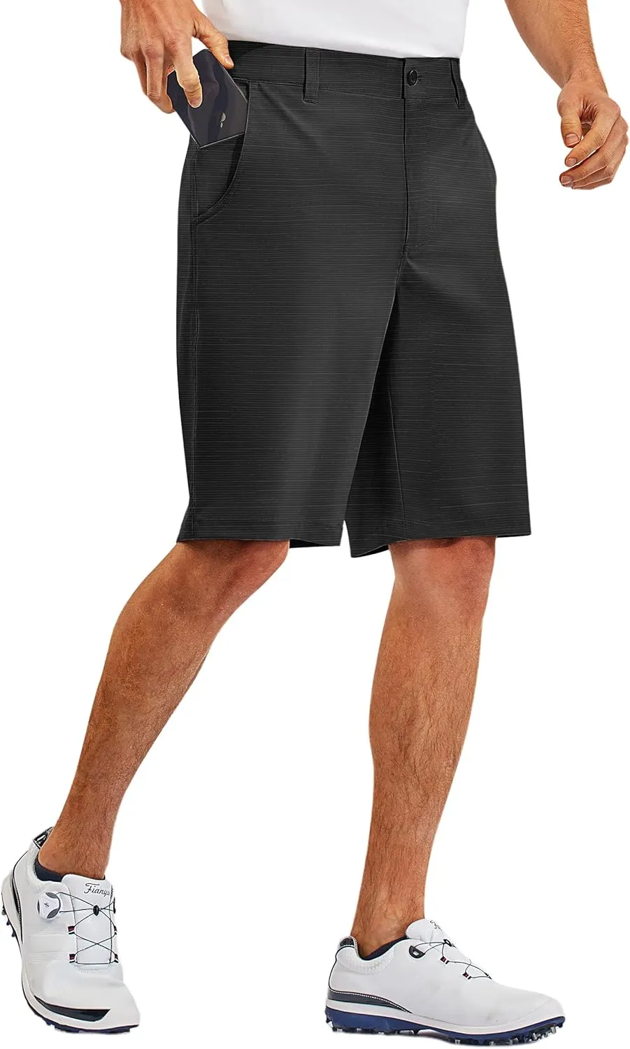 PULI Men's 10" Golf Shorts Dress Casual Summer Flat Front Lightweight Travel Short with Pockets