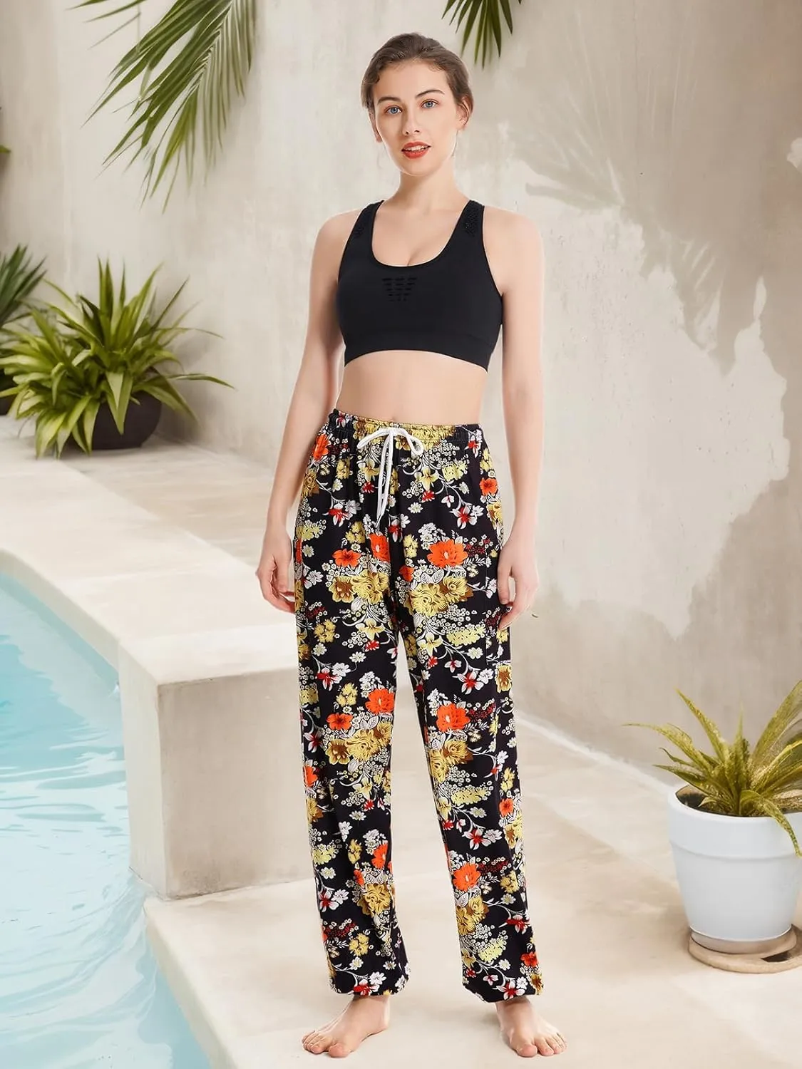 QIANXIZHAN Women's Harem Pants, Hippie Palazzo Pants Boho Joggers Yoga Clothes with Pockets