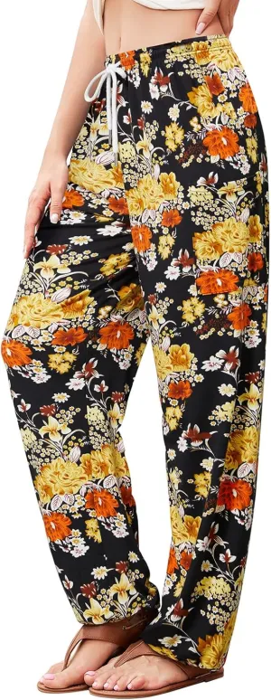 QIANXIZHAN Women's Harem Pants, Hippie Palazzo Pants Boho Joggers Yoga Clothes with Pockets
