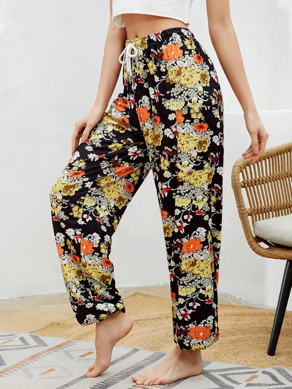 QIANXIZHAN Women's Harem Pants, Hippie Palazzo Pants Boho Joggers Yoga Clothes with Pockets