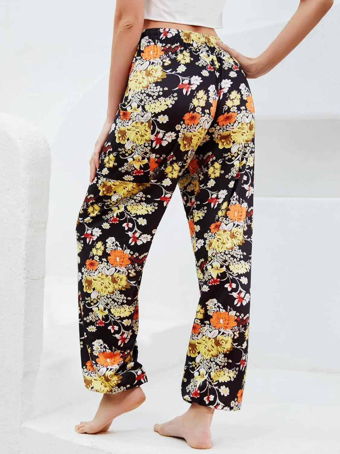 QIANXIZHAN Women's Harem Pants, Hippie Palazzo Pants Boho Joggers Yoga Clothes with Pockets