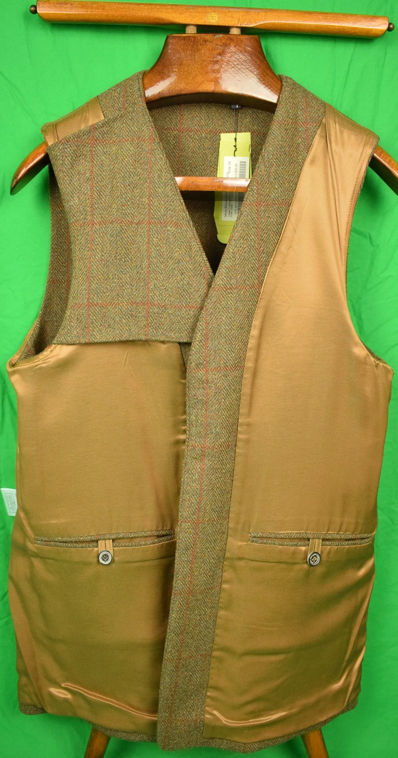 "Holland & Holland Men's Tweed Shooting Vest w/ Left Recoil Suede Shoulder Patch" Sz: 38  (New w/ H&H Tags!)
