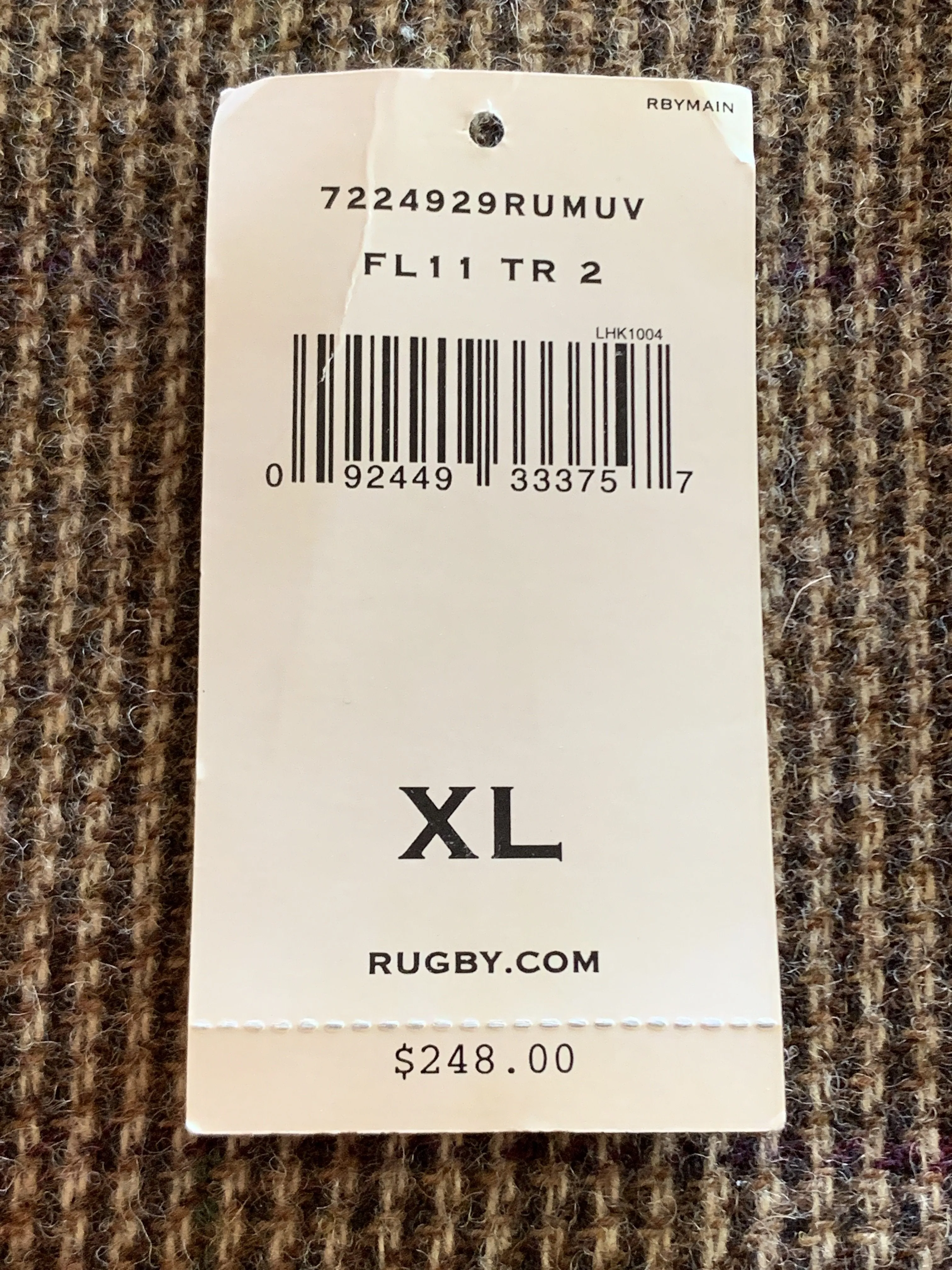 "Rugby Ralph Lauren Tweed Run Shooting Vest" Sz: XL (NWT) (SOLD)