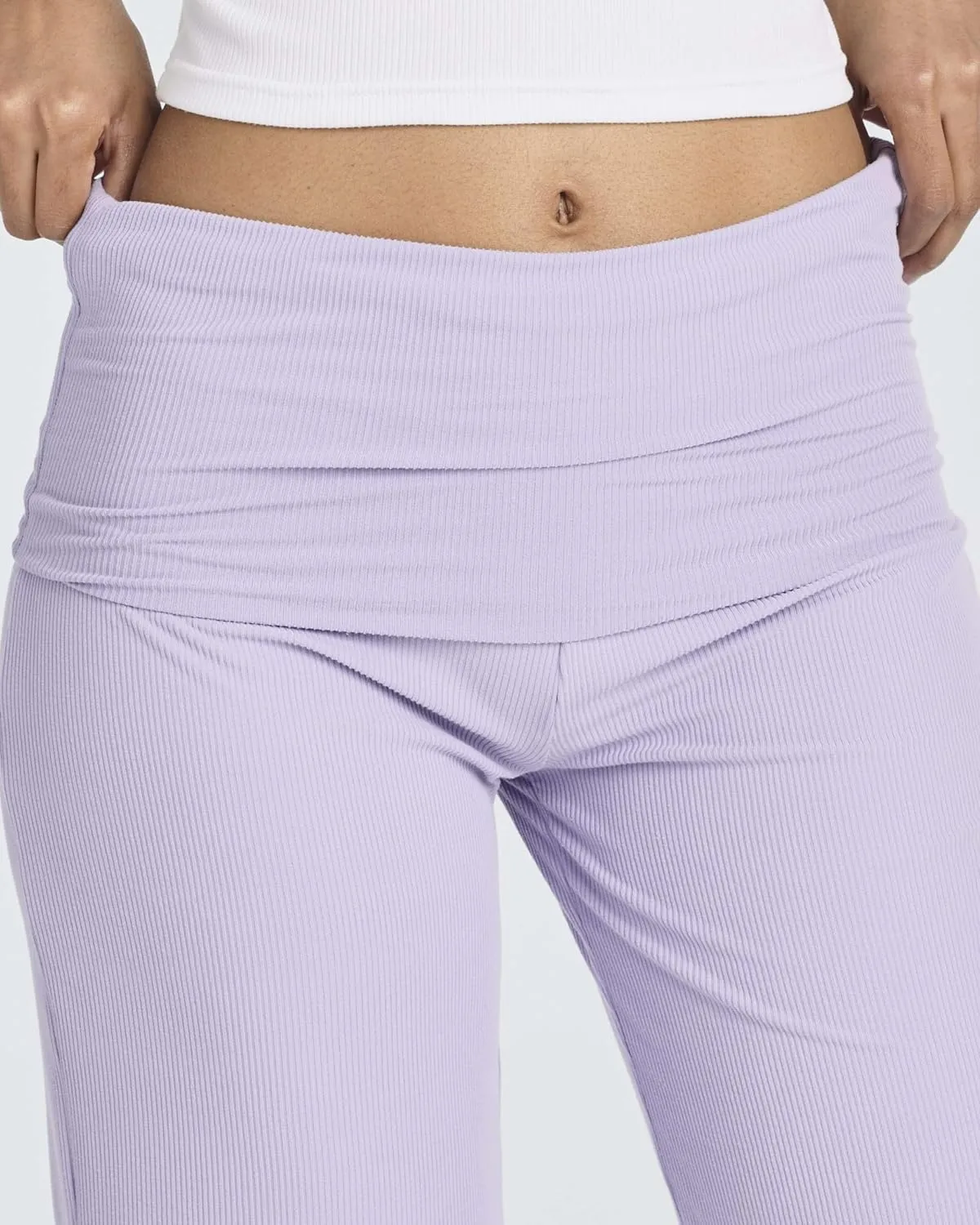 Real Essentials 3 Pack: Women's Ribbed Foldover Wide Leg Loose Capri Open Bottom Yoga Lounge Pants (Available in Plus)