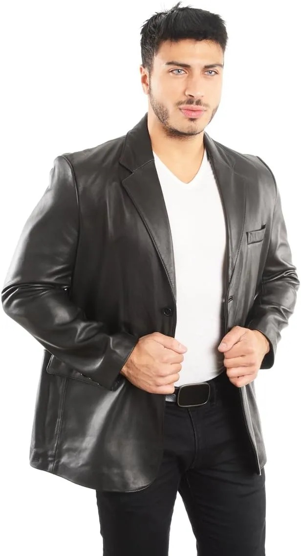 REED Men's Premium Lamb Skin Leather Blazer (Imported)