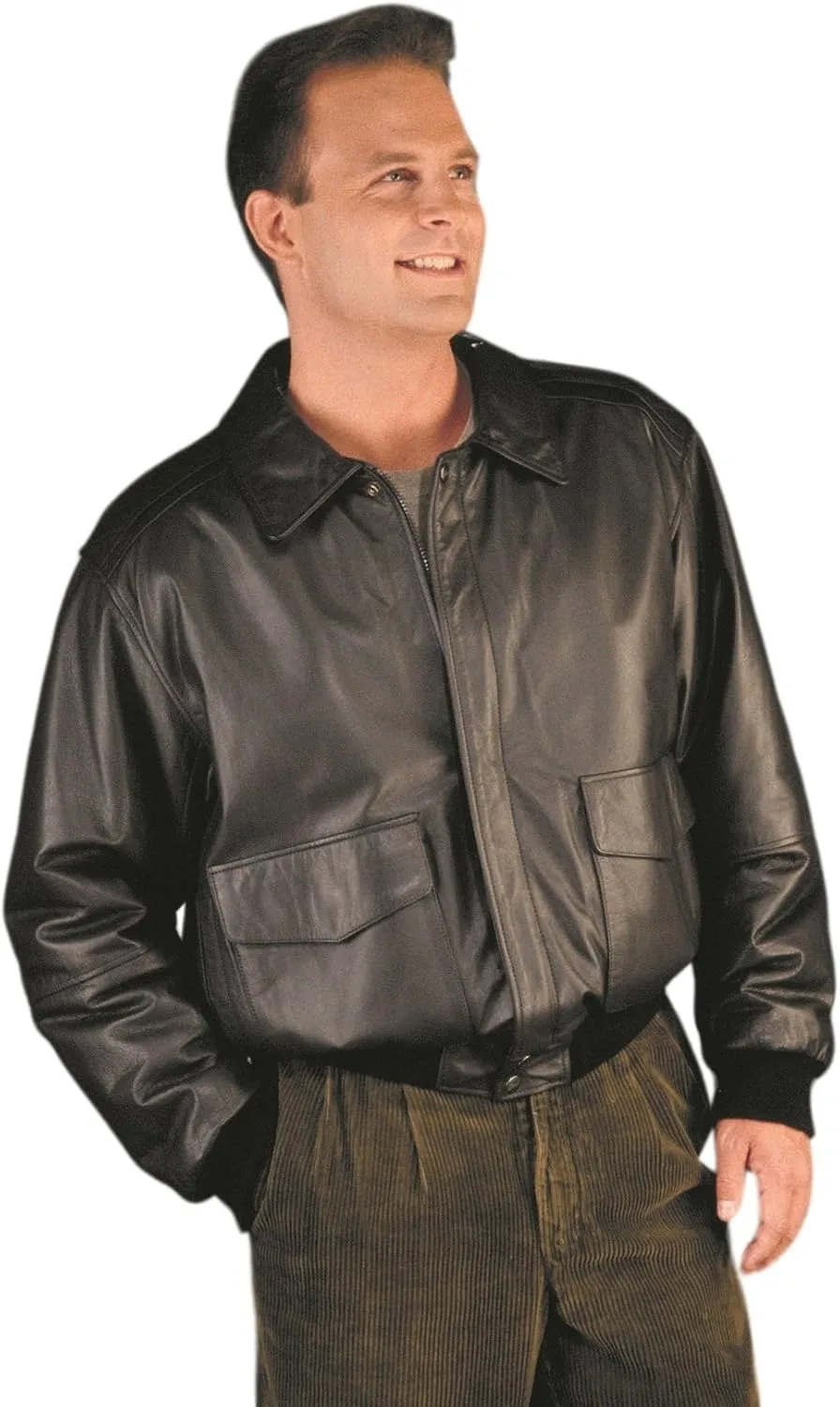 REED Men's Premium Leather Aviator Bomber Jacket