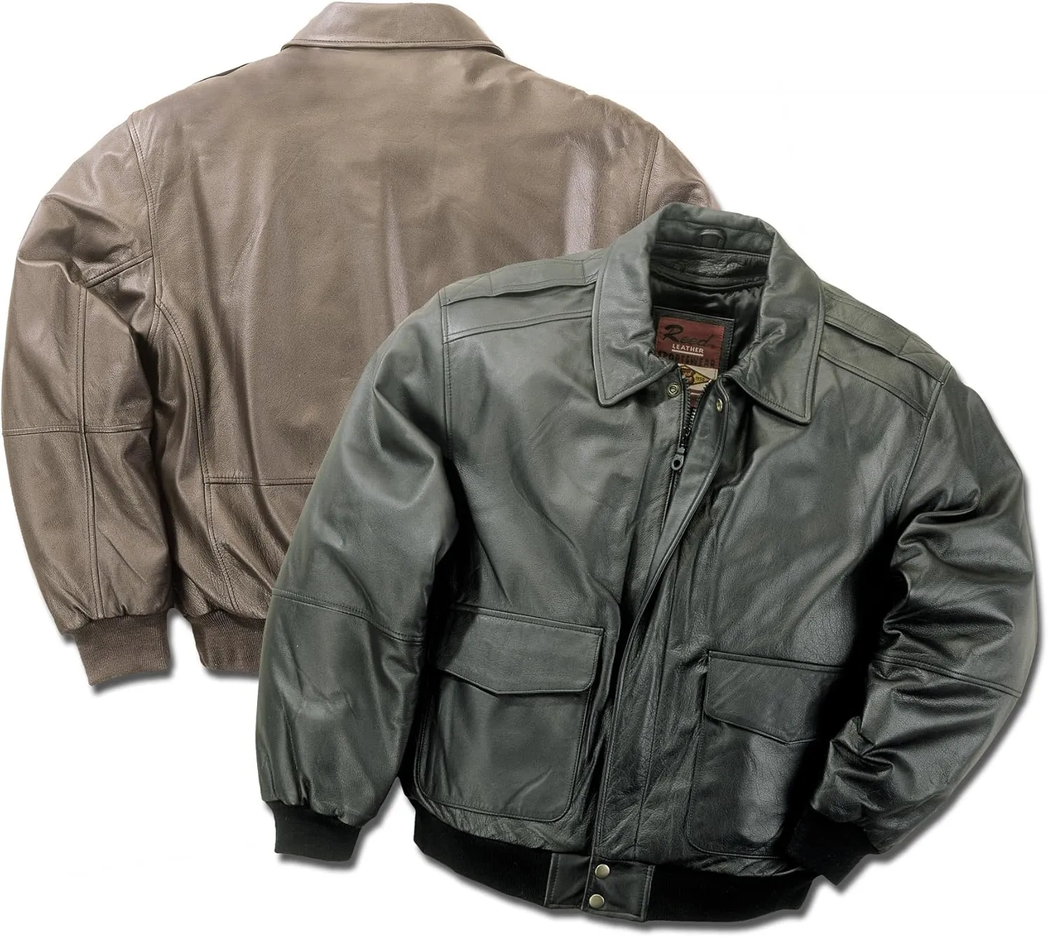 REED Men's Premium Leather Aviator Bomber Jacket