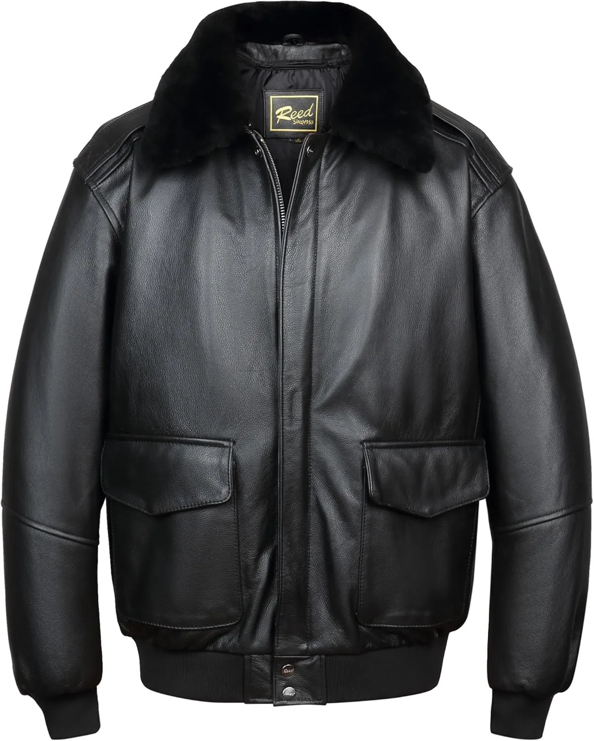REED Men's Premium Leather Aviator Bomber Jacket