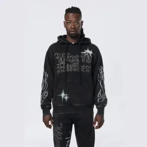 Rhinestone Dystopia Hoodie - Black