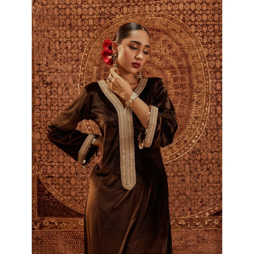 Roze Nargis Brown Kurta & Palazzo (Set of 2)