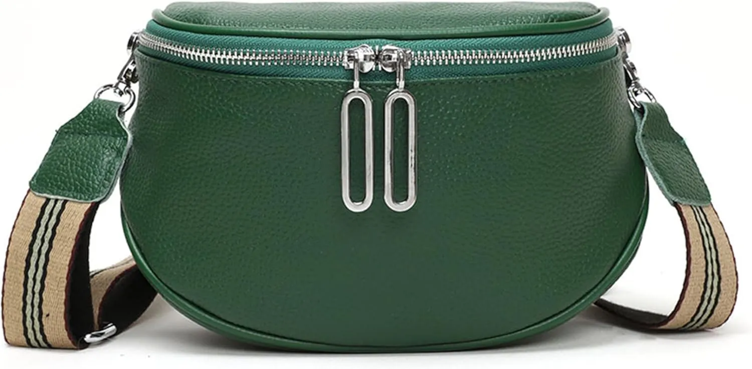 Saddle Shoulder Bag for Women Genuine Leather Fashion Crossbody Small Handbag Purse Clutch with Wide Strapbag2282OWOISS