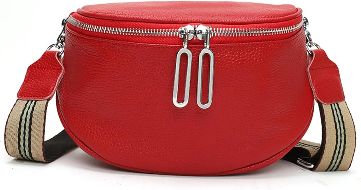 Saddle Shoulder Bag for Women Genuine Leather Fashion Crossbody Small Handbag Purse Clutch with Wide Strapbag2290OWOISS