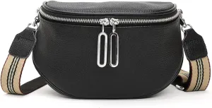Saddle Shoulder Bag for Women Genuine Leather Fashion Crossbody Small Handbag Purse Clutch with Wide Strapbag696OWOISS