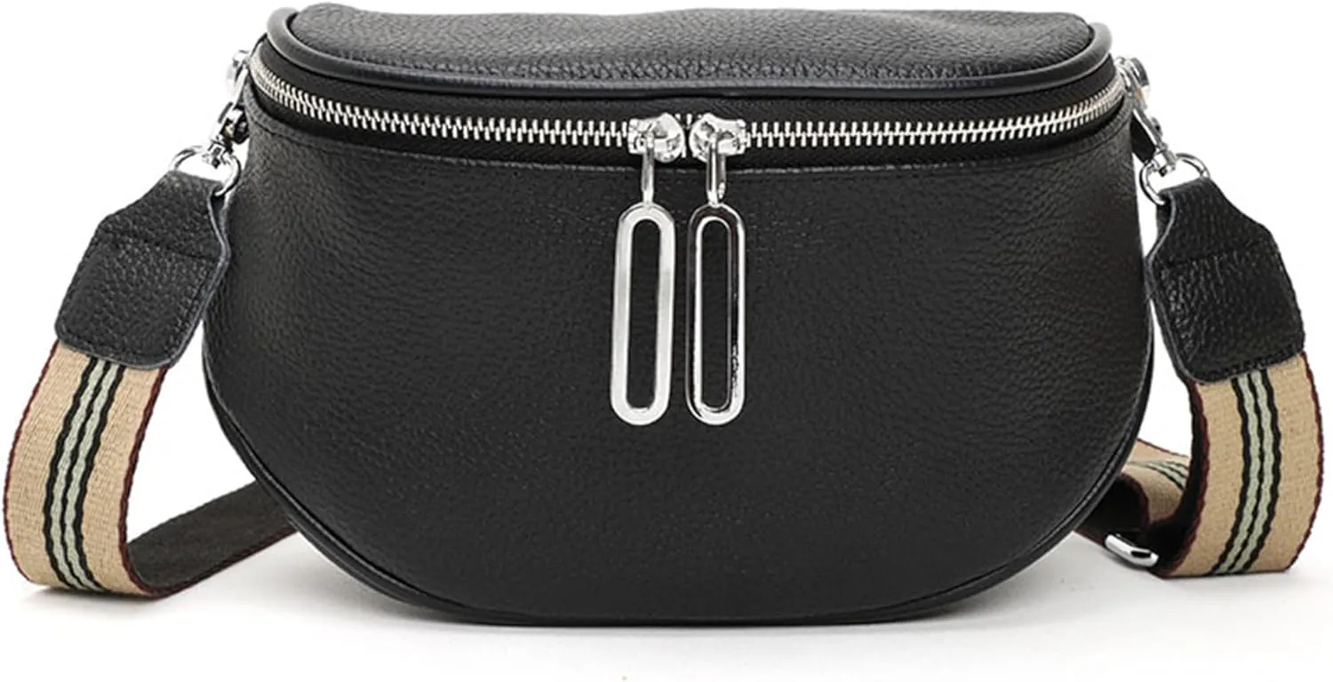 Saddle Shoulder Bag for Women Genuine Leather Fashion Crossbody Small Handbag Purse Clutch with Wide Strapbag696OWOISS