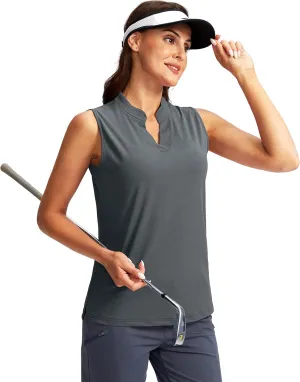 SANTINY Women's Sleeveless Golf Shirt V-Neck Lightweight Quick Dry Tennis Tank Tops Golf Polo Shirts for Women