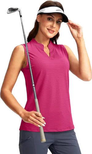 SANTINY Women's Sleeveless Golf Shirt V-Neck Lightweight Quick Dry Tennis Tank Tops Golf Polo Shirts for Women
