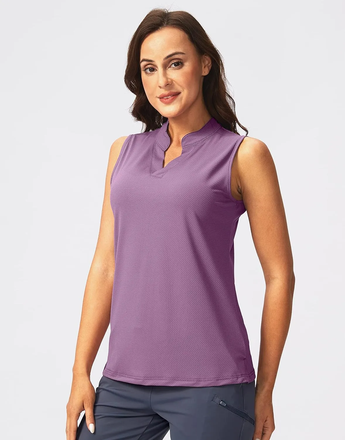 SANTINY Women's Sleeveless Golf Shirt V-Neck Lightweight Quick Dry Tennis Tank Tops Golf Polo Shirts for Women
