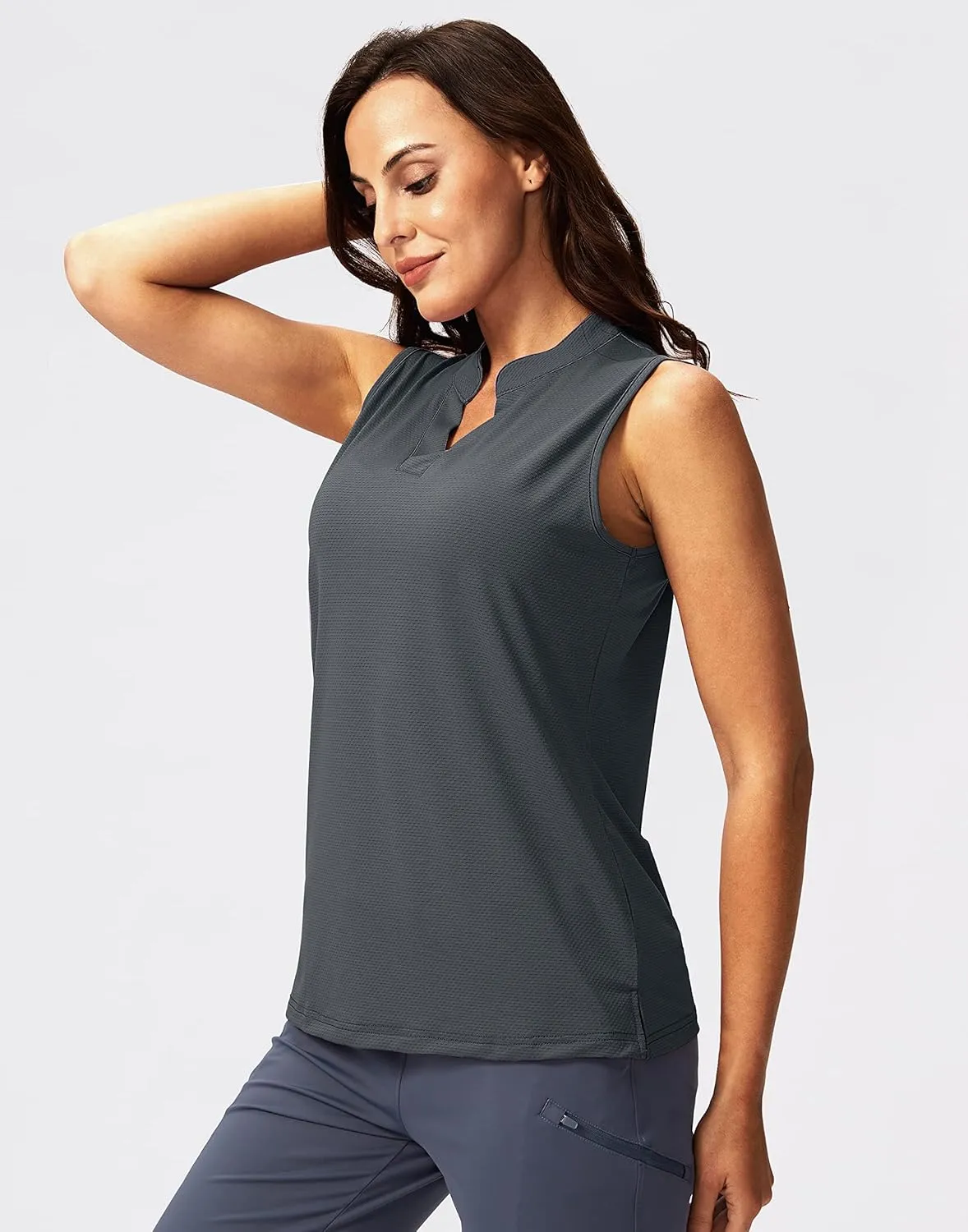 SANTINY Women's Sleeveless Golf Shirt V-Neck Lightweight Quick Dry Tennis Tank Tops Golf Polo Shirts for Women