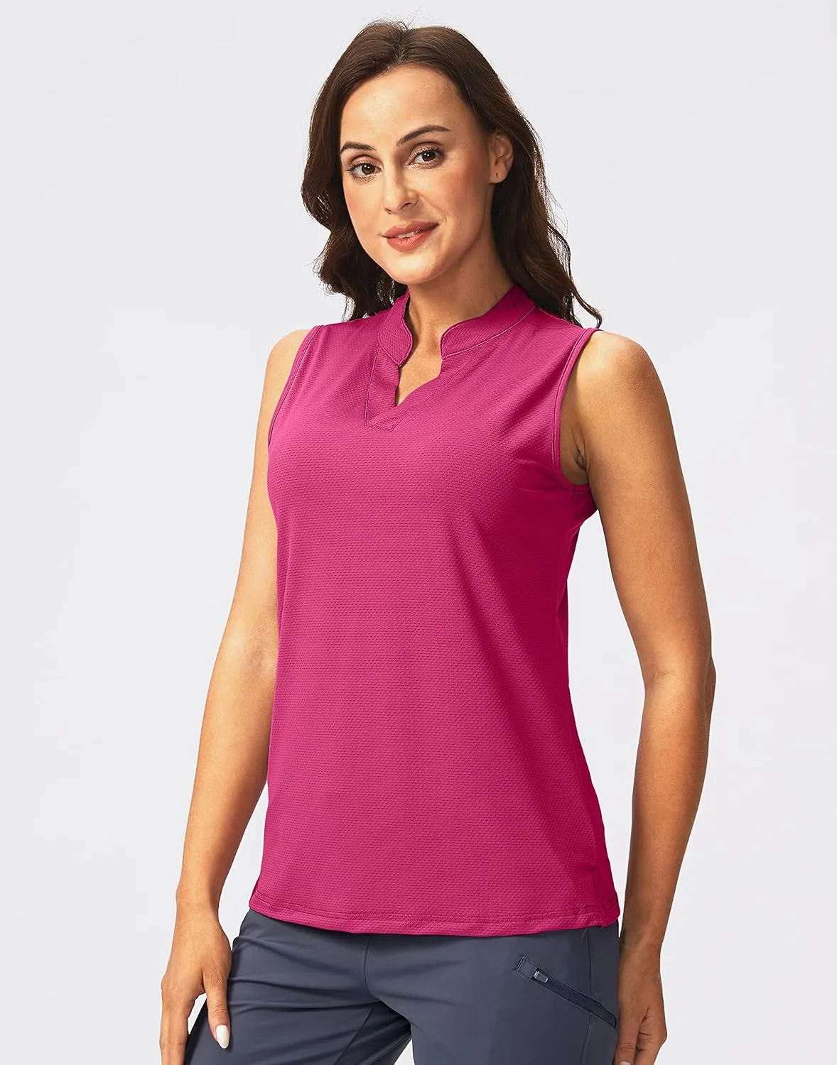 SANTINY Women's Sleeveless Golf Shirt V-Neck Lightweight Quick Dry Tennis Tank Tops Golf Polo Shirts for Women