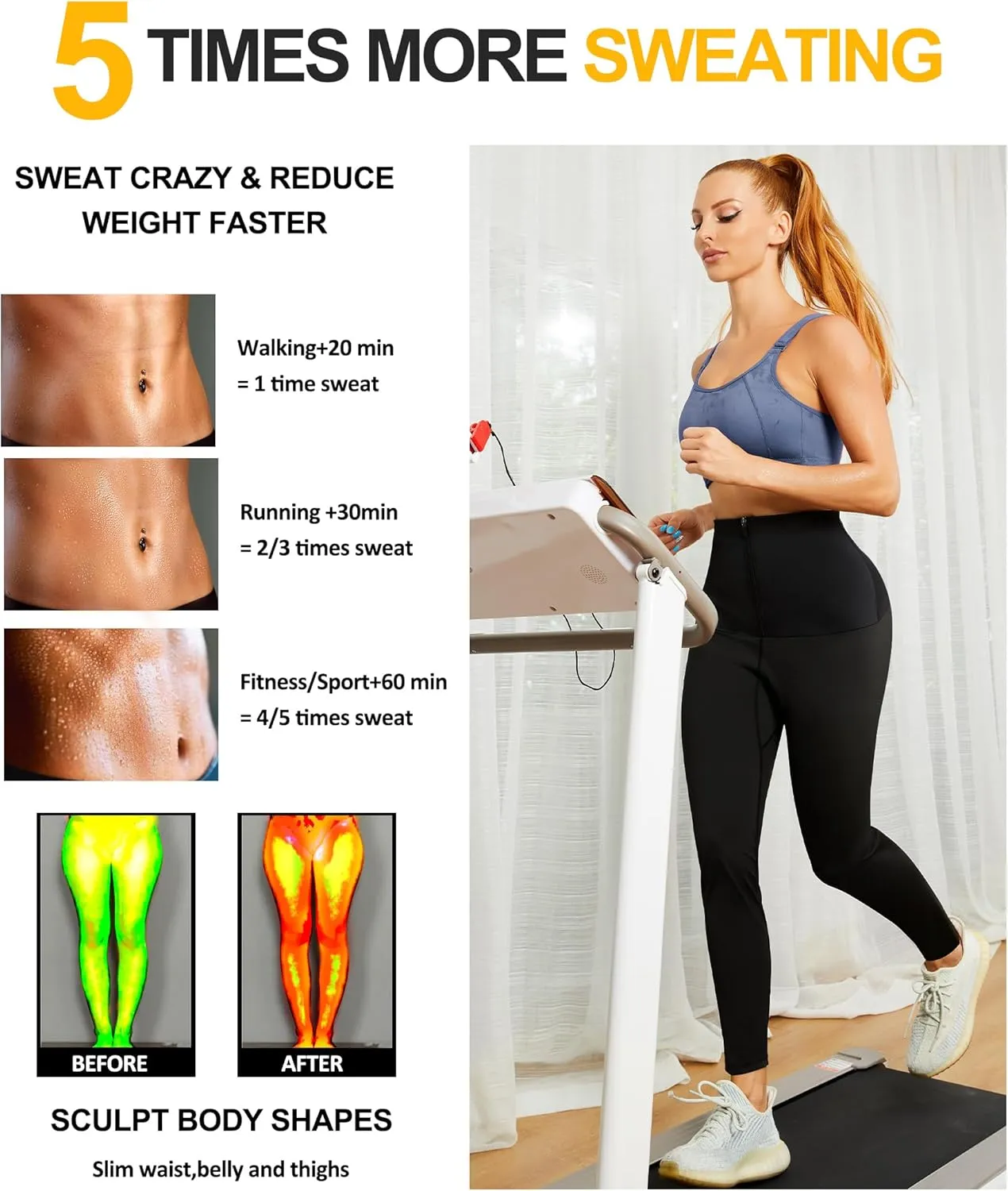 SCARBORO Sauna Sweat Pants for Women High Waist Compression Slimming Weights Thermo Legging Workout Body Shaper Sauna Suit