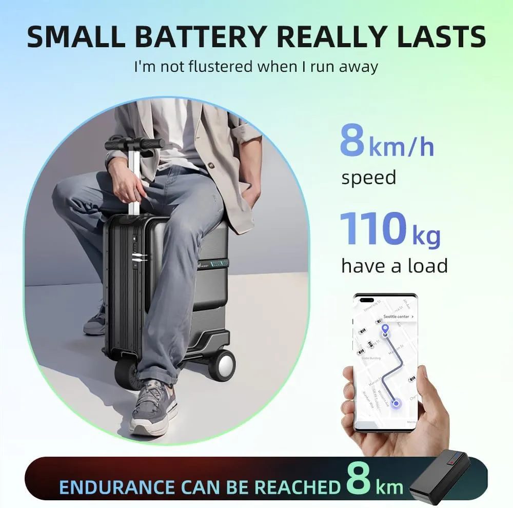 SE3miniT 20 Inch Electrical Riding On Suitcases Luggage Scooters Carry On Smart Luggage (black)