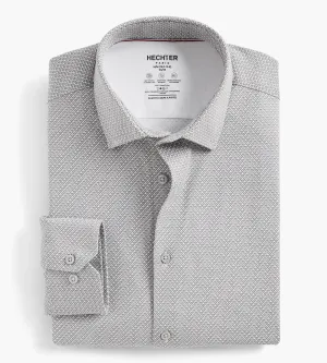Slim Fit 360 Stretch Knit Non-Iron Soft Touch Geo Print Jersey Dress Shirt