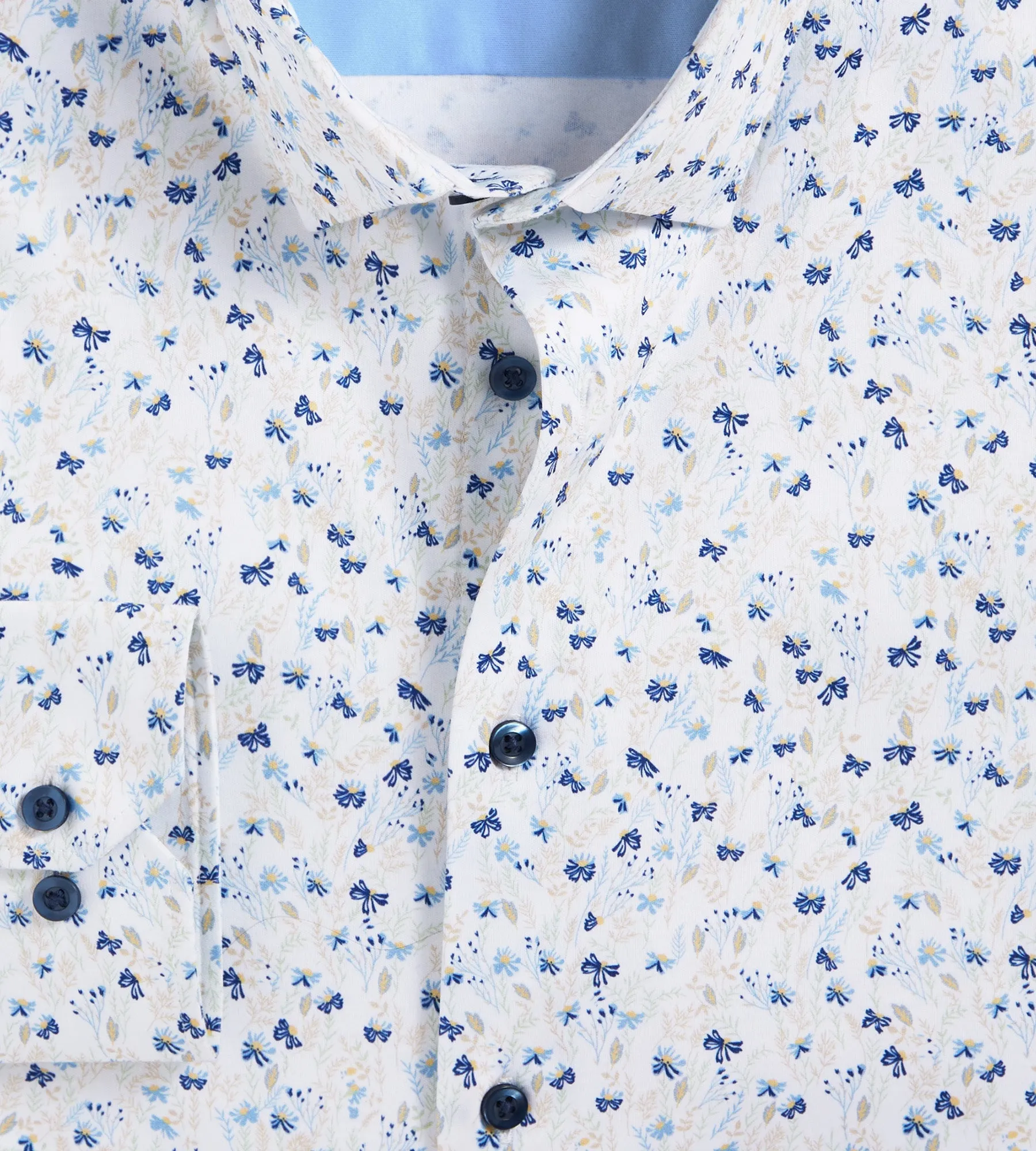 Slim Fit 360 Stretch Soft Touch Botanical Print Jersey Dress Shirt