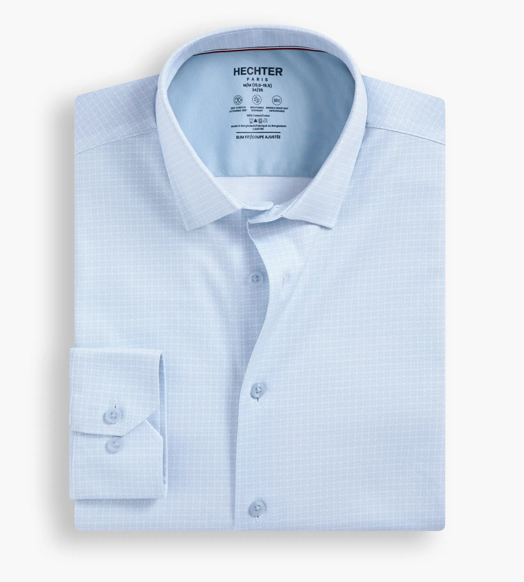 Slim Fit 360 Stretch Soft Touch Geo Print Jersey Dress Shirt