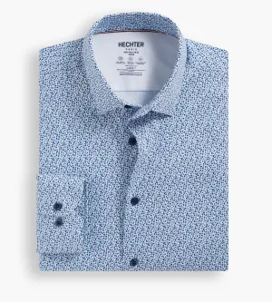 Slim Fit 360 Stretch Soft Touch Leaf Print Jersey Dress Shirt