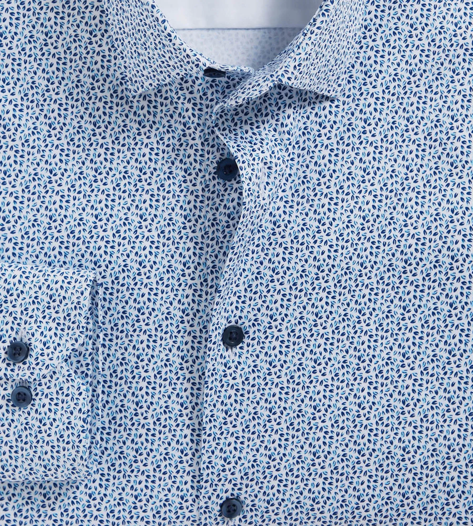 Slim Fit 360 Stretch Soft Touch Leaf Print Jersey Dress Shirt
