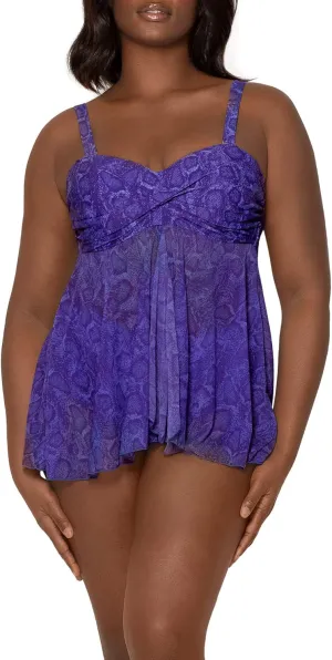Smart & Sexy Women's Plus-Size Swimwear Top  Twist Bandeau Tankini with Built-in Support