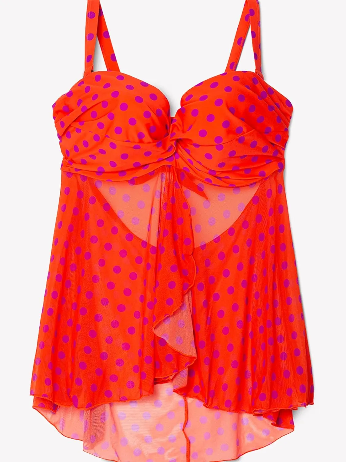 Smart & Sexy Women's Plus-Size Swimwear Top  Twist Bandeau Tankini with Built-in Support