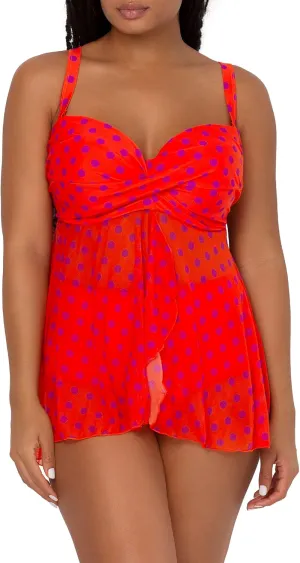 Smart & Sexy Women's Plus-Size Swimwear Top  Twist Bandeau Tankini with Built-in Support