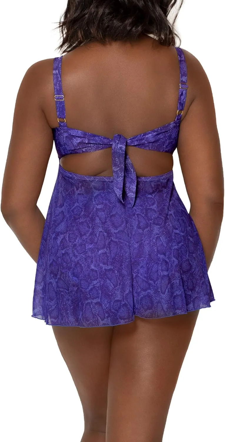 Smart & Sexy Women's Plus-Size Swimwear Top  Twist Bandeau Tankini with Built-in Support