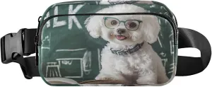 Smart Bichon Frise Glasses Books Women Fanny Packs Flower Hip Pouch Belt Bag Waterproof Travel Waist Pouch