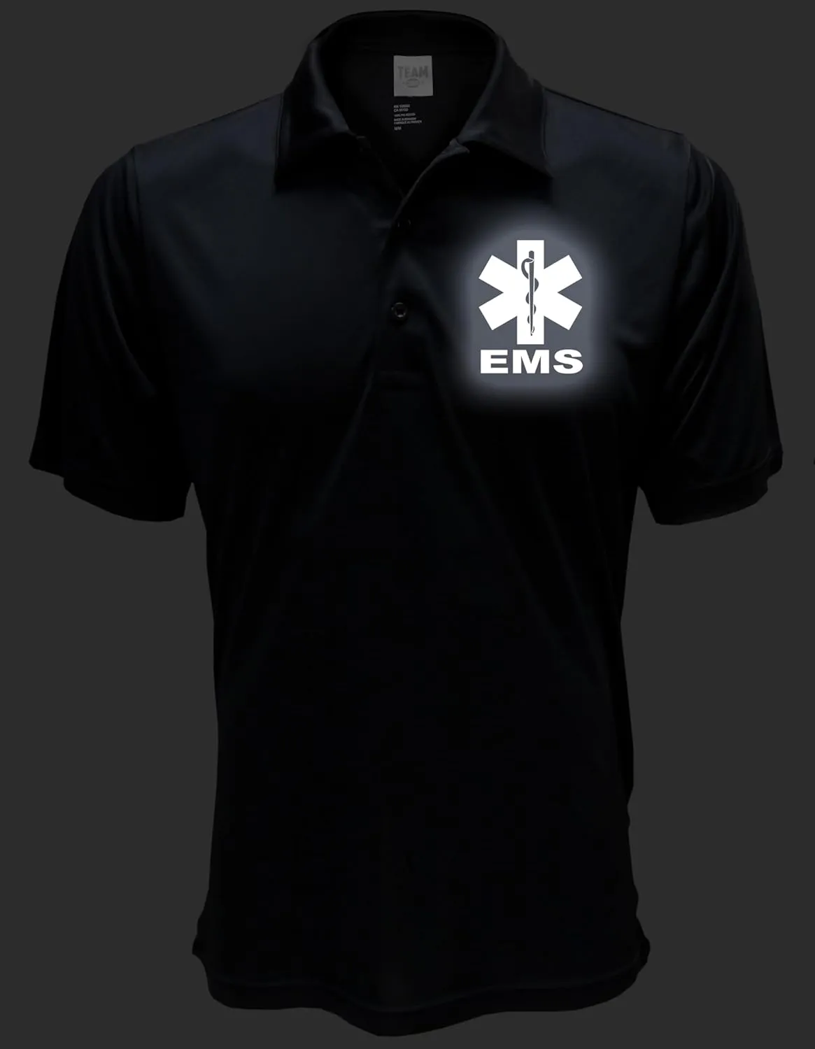 Smart People Clothing EMS Polo with Reflective Designs Front and Back, Performance Polo w/Moisture Wicking Technology