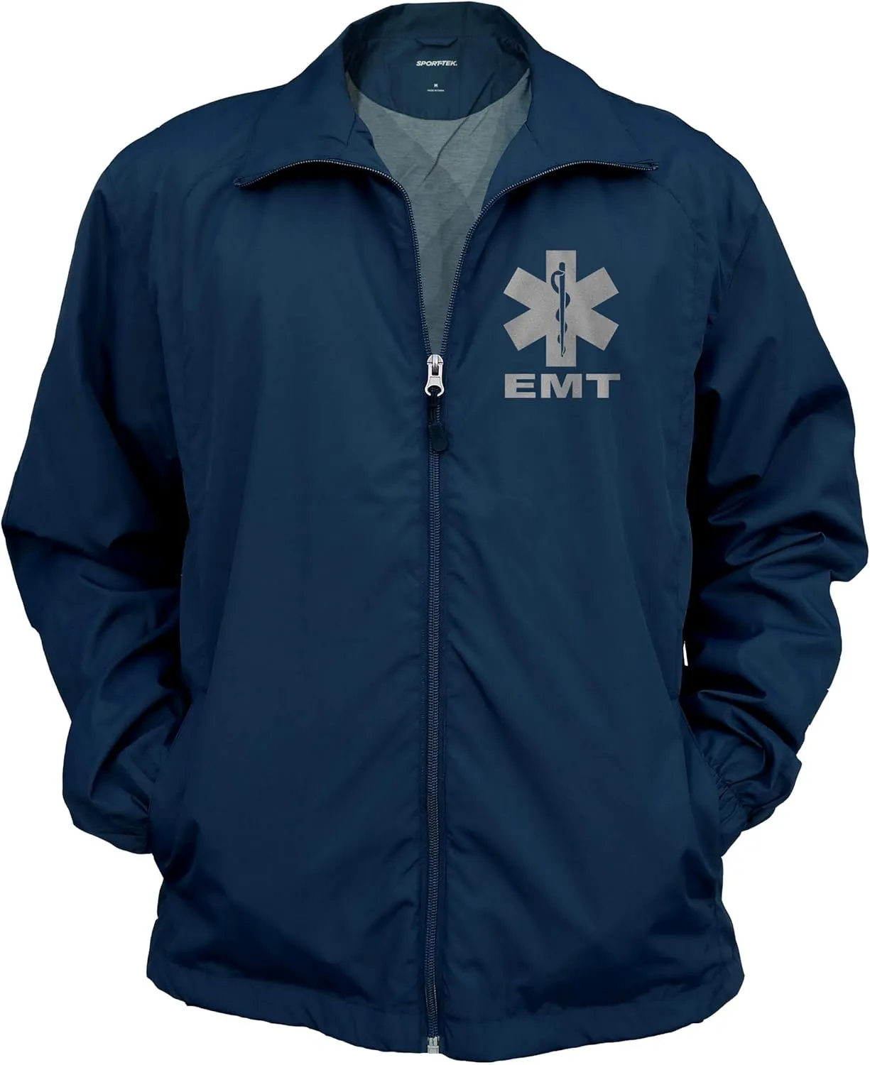 Smart People Clothing EMT zipped up windbreaker with Reflective decorations front and back