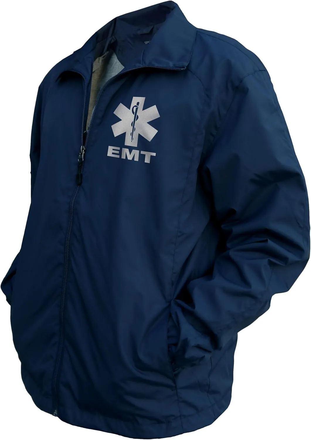 Smart People Clothing EMT zipped up windbreaker with Reflective decorations front and back