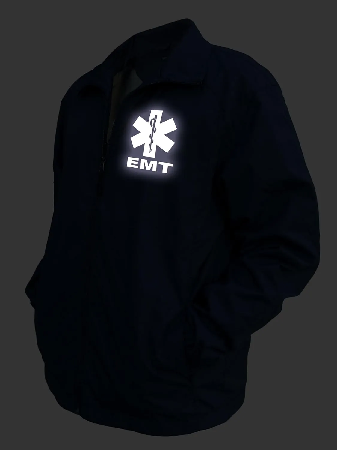 Smart People Clothing EMT zipped up windbreaker with Reflective decorations front and back