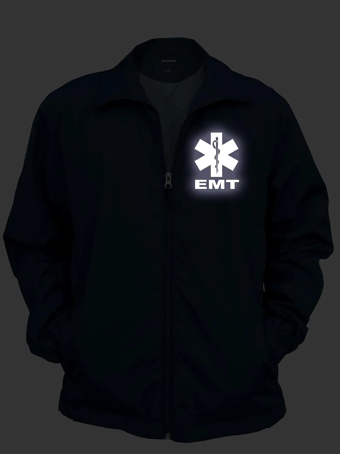 Smart People Clothing EMT zipped up windbreaker with Reflective decorations front and back