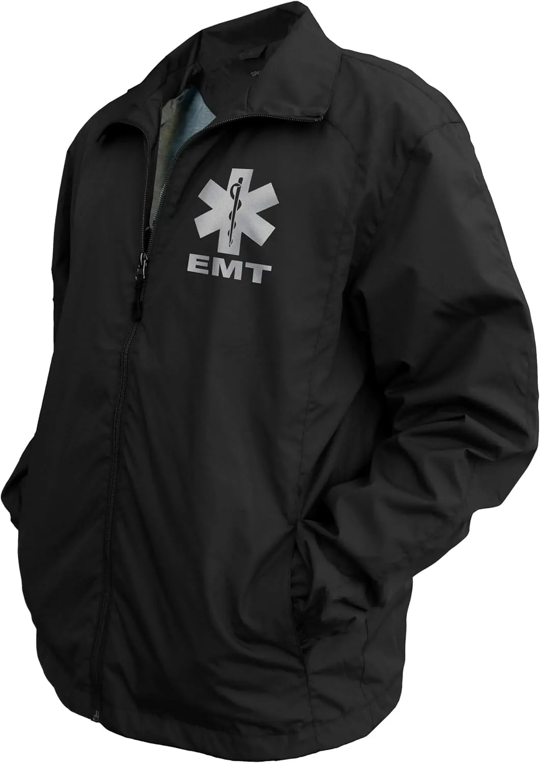 Smart People Clothing EMT zipped up windbreaker with Reflective decorations front and back